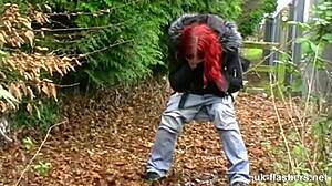 British Lassie Flashes Pissing Masturbates With Dildo Fingering To Orgasm In Public