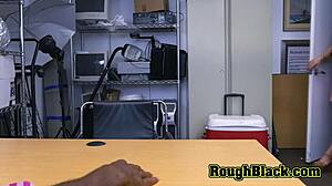 Dark Haired Babe in Interracial Storyline with Pornstar Interview