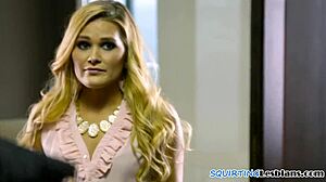 Milf Lesbian Squirts While Licking Pussy in Close-Up Erotic Scene