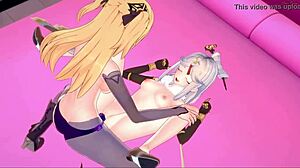 fischl eats ningguang's ass then bangs her with strapon cock - genshin impact hentai