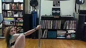 blonde dancing and stripping in skirt, showing big tits and ass 😘