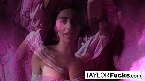 Taylor Vixen says, 'Watch me masturbate in my pink room with big tits exposed'