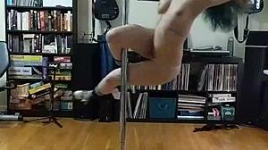 blonde dancing and stripping in skirt, showing big tits and ass 😘