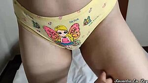 innocent stepdaughter shows off new panties with delicious scent.