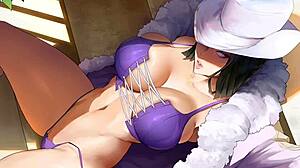 Nico Robin says, 'Stroke your cock to my French instructions, are you ready?'