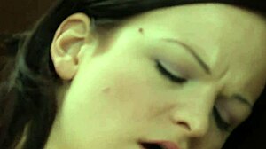 Naughty chick masturbates in red lingerie!