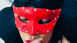 brunette pornstar giving a delicious blowjob to big cock, curvy with buttplug