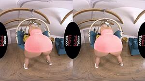 Blonde shaved pussy masturbated to orgasm in taboo pov