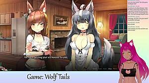lewdneko's big tits bounce as she plays wolf tails, teasing lesbian hentai?