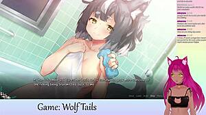 lewdneko's big tits bounce as she plays wolf tails, teasing lesbian hentai?