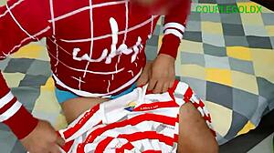 Wife bent over for doggystyle with monster cock cumshot