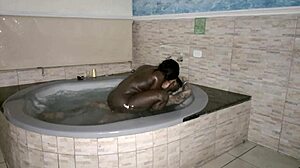 Watch the latina blowbang in the bathtub