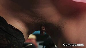 Frisky Peach Gets Cum Shot on Face While Sucking All the Cum 😏