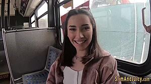 big ass teen in stockings gets oral and cum in mouth with bubble butt hardcore.