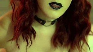 Goth babe rides cock, gets cum on tits