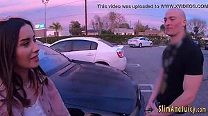 big ass teen in stockings gets oral and cum in mouth with bubble butt hardcore.