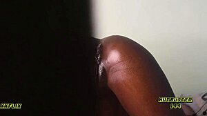 In this homemade video, a petite ebony teen gets her asshole fucked hard in POV style