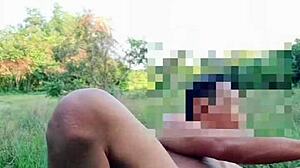 feeling the passion in myanmar forest, naked gay anal fucking with bottle play.