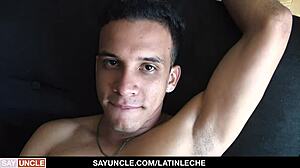Straight Latino paid to ride big uncut dick in first time experience