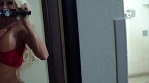 Hot milf Nikita solos in fishnets intensely