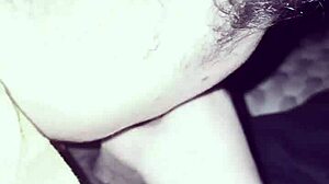 Chubby woman in casual setting performs oral on man