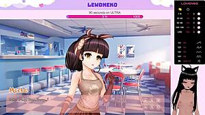 vtuber lewdneko feels excited playing order us, getting naked and showing small tits