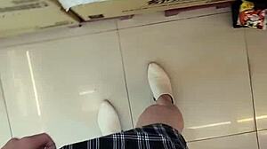 Shemale Gives Blowjob To Sister Cumshot On Legs Puts On Stockings