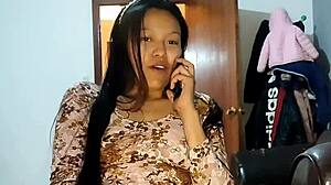 Colombian housewife masturbates after party with dildo.