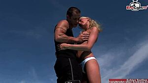 skinny blonde teen with small tits gets anal fucked in the pool