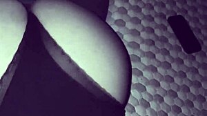 Chubby woman in casual setting performs oral on man