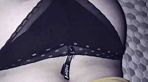 Chubby woman in casual setting performs oral on man