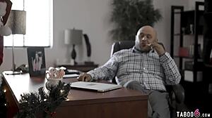 Santa's Fucking This Petite Teen Beauty with Small Tits at His Boss's Home