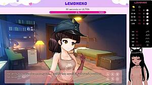 vtuber lewdneko feels excited playing order us, getting naked and showing small tits