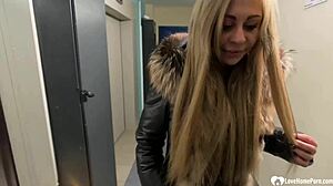 stunning chick sucking me off in pov with cumshot on tits