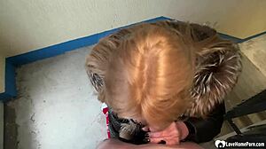 stunning chick sucking me off in pov with cumshot on tits