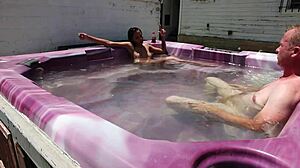 Dayanara ENJOYS skinny pool jacuzzi bath relaxation