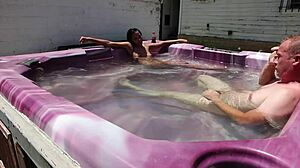 Dayanara ENJOYS skinny pool jacuzzi bath relaxation