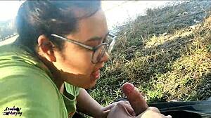 hey, that blowjob at the lake in public was so hot with latina cum