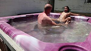 Dayanara ENJOYS skinny pool jacuzzi bath relaxation
