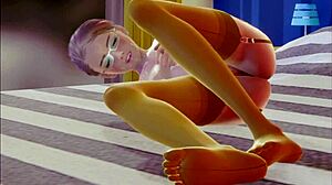 Watch this teen in stockings masturbate solo in 3d? So hot!