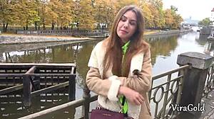 pickup of young ukrainian girl elle rose with vira gold in outdoor blowjob and cum in mouth