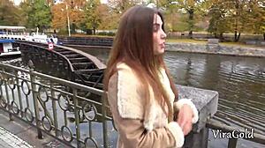 pickup of young ukrainian girl elle rose with vira gold in outdoor blowjob and cum in mouth