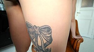 Inked babe Melanie Tucker sucks and fucks in POV