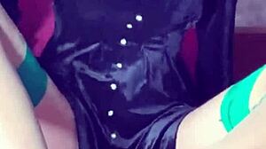 mature woman in stockings reaches climax with crystal rod