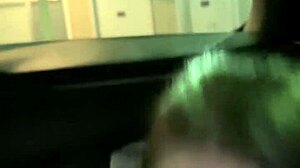 Risky public blowjob and ass licking in shower creampie?