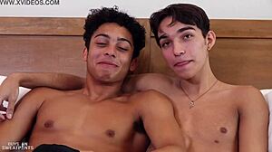 Kai gets a bareback creampie in this gay scene