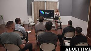 danielle renae leads intense joi gangbang with huge cumshots and bukkake facials