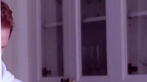 petite ebony teen gets slammed hard in the kitchen