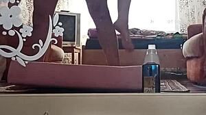 Kazakh couple creates home video.