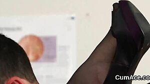 peculiar looker receives facial and sucks it all